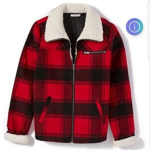 Maurice's Red Plaid Sherpa Lined Jacket